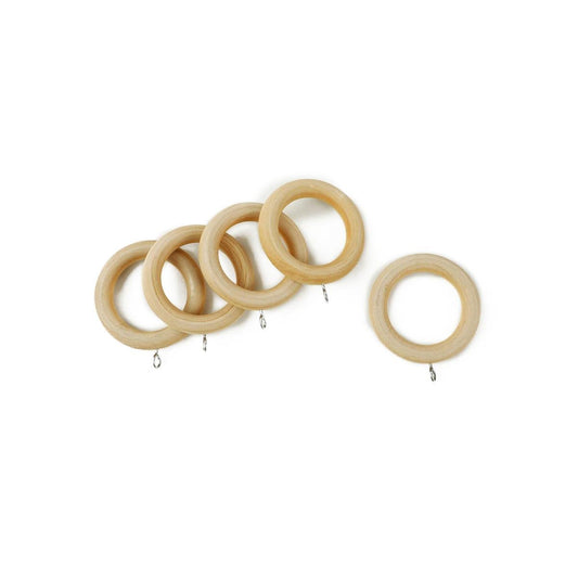 Windoware Curtain Rings - 35mm - Natural - 5 Pack - Timber - Easy Installation - Auzzistore