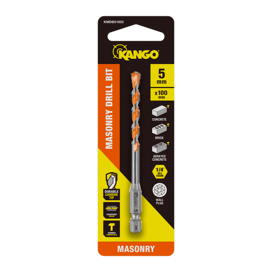 Kango 5 x 100mm Masonry Drill Bit - Durable Carbide Tip - Precision Start - Auzzistore