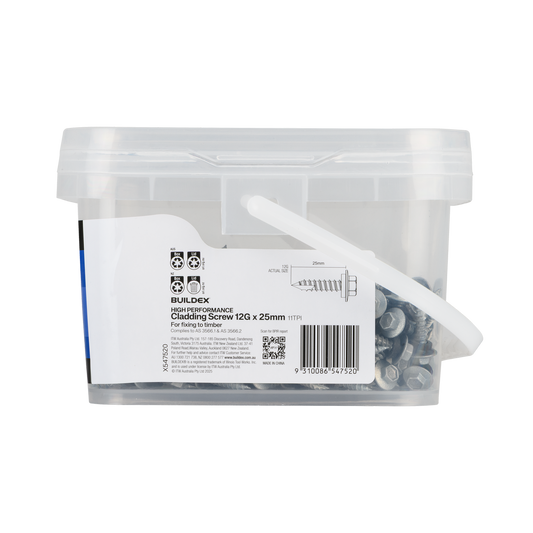 Buildex 12g x 25mm Cladding Screws - 500 Pack - Zinc-Alloy - Corrosion Resistant – view 2 - Auzzistore