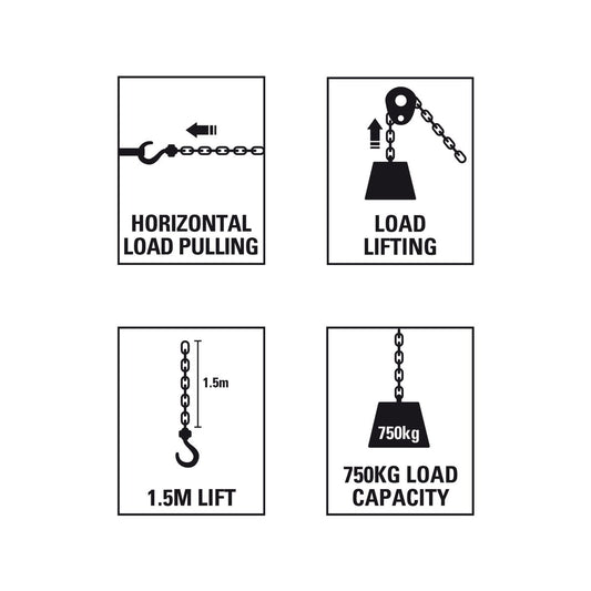 Gorilla Lever Block - 750kg - Steel - 1.5m Lift – view 2 - Auzzistore