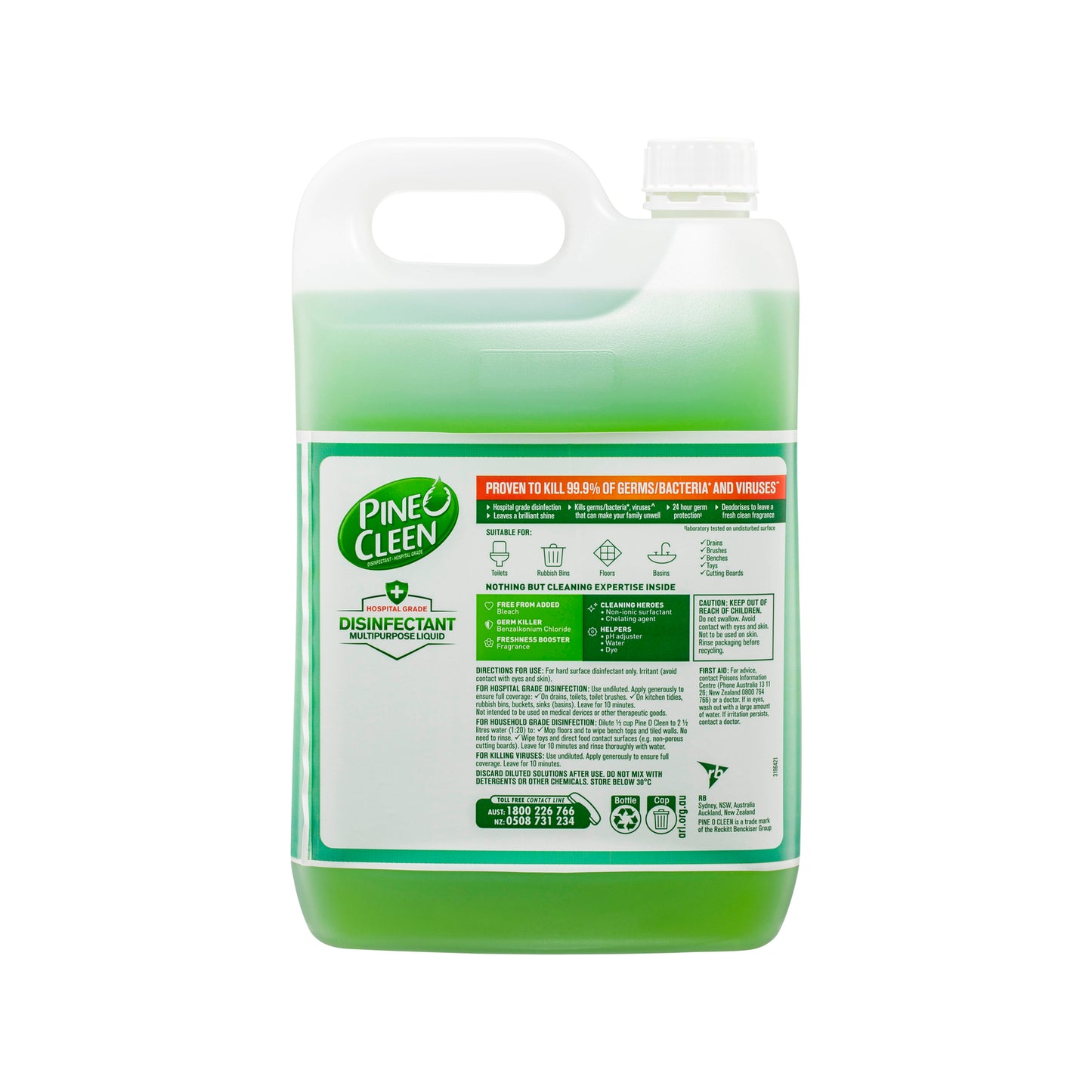 Pine O Cleen 5L Eucalyptus Hospital Grade Multi-Purpose Disinfectant Liquid