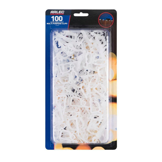 Arlec 100 Multi Purpose Clips - Durable Plastic - Easy Assembly - White - Auzzistore