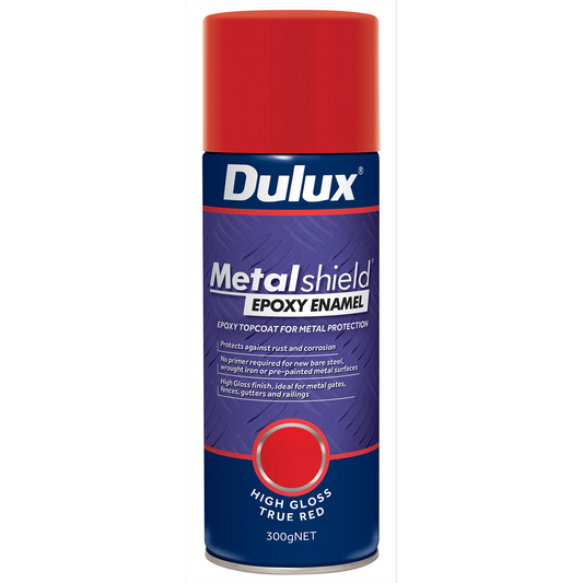 Dulux Metalshield Epoxy Enamel Gloss Spray Paint 300g True Red Durable