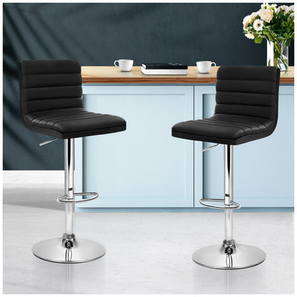 Artiss Black Arne Barstool 2 Pack - Modern Design, PU Leather, Adjustable Height