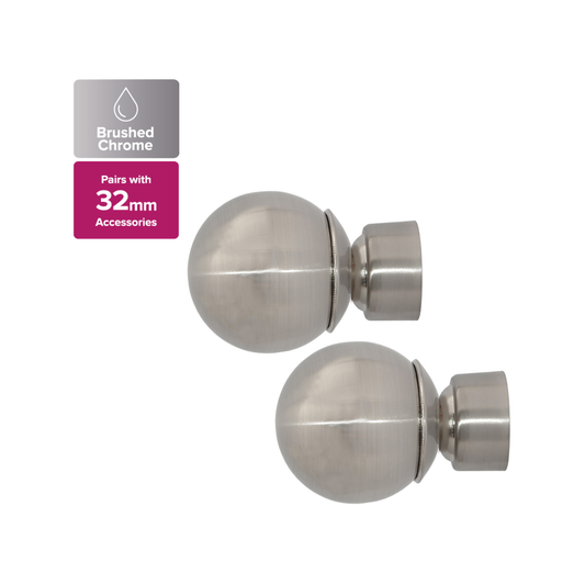 Pillar 58mm Brushed Chrome Ball Finials - 32mm Metal - Secure Fit – view 2