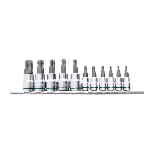 Kincrome 11 Piece Ball End Torx Socket Set - 1/4" & 3/8" Drive - Chrome Vanadium Steel - Auzzistore
