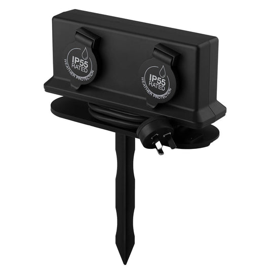 Arlec 2 Outlet Outdoor Powerboard 1.8m - Dark Grey - Weatherproof