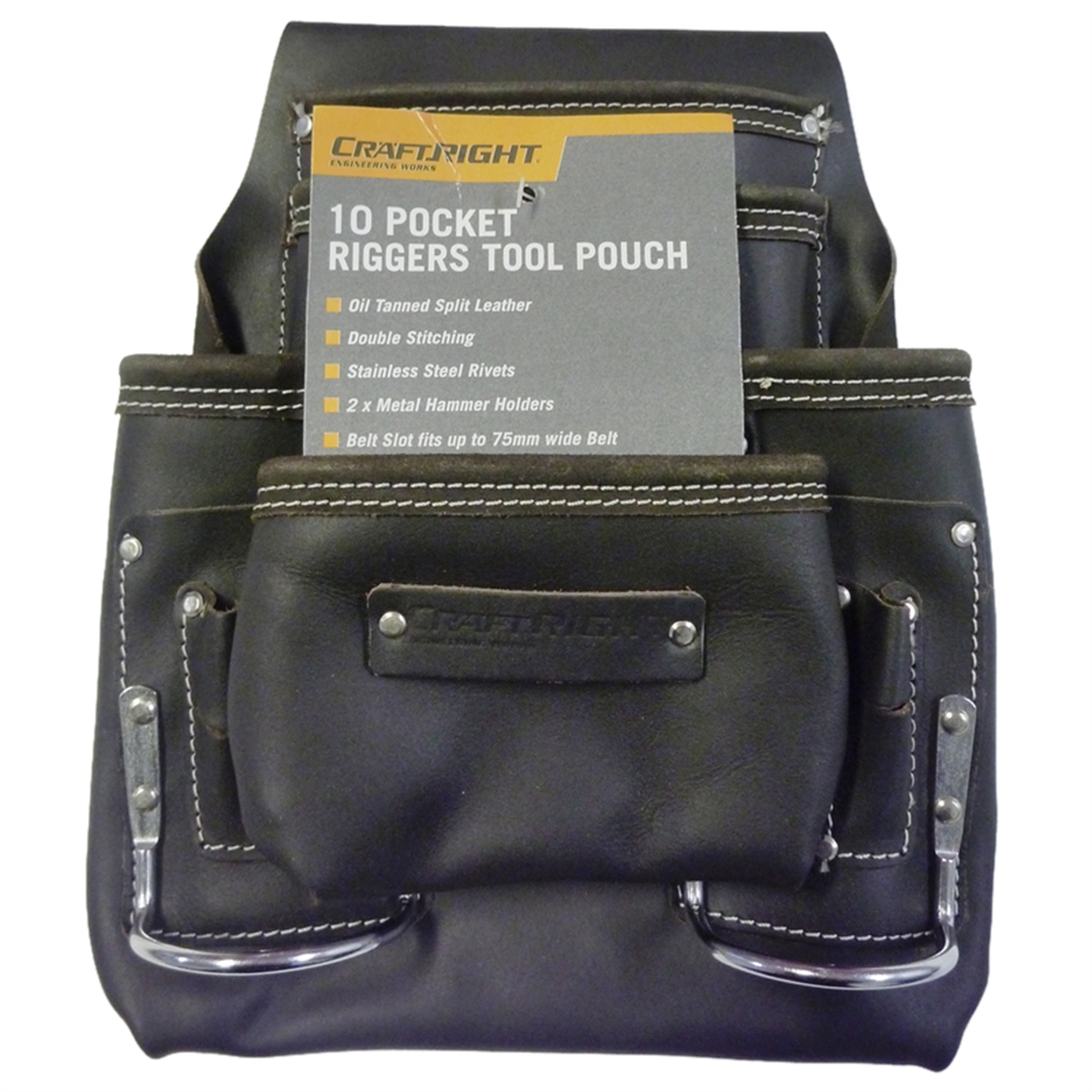 Craftright 10 Pocket Leather Riggers Tool Pouch Belt 320mm Durable