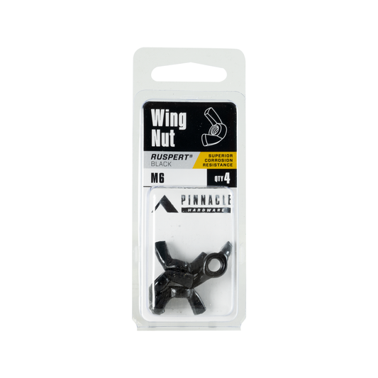 Pinnacle m6 Wing Nut 4 Pack - 48mm x 12mm x 17mm - Black - Corrosion Resistant – view 2 - Auzzistore