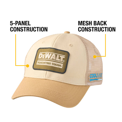 Dewalt Brown Oakdale Coolmax Trucker Hat - 5-Panel - Adjustable Fit - Breathable