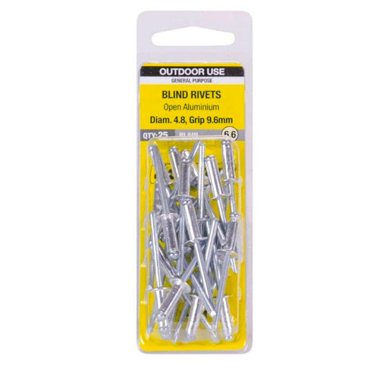 Otter Open Aluminium Blind Rivets 8 x 9 6mm 25 Pack Strong Durable - Auzzistore
