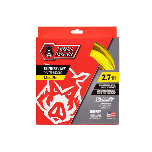 Full Boar Trimmer Line - 2.7mm x 38m - Twisted Profile - USA Made - High Abrasion Resistance - Auzzistore