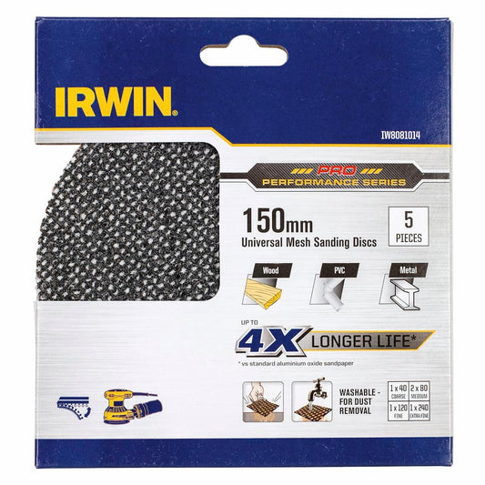 Irwin Orbital Sanding Disc - 150mm - Silicon Carbide - Mixed Grit 5 Pack - Auzzistore