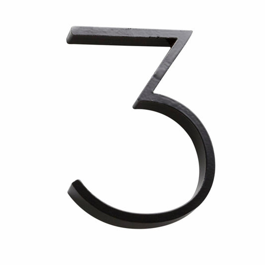 Sandleford House Number 3 - 120mm - Black - Slimline Steel Design