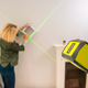 Ryobi 15m Green Cross Line Laser - Self-Leveling - Accurate Alignment