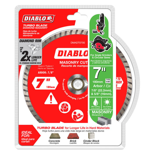 Diablo Diamond Disc 7" Turbo Cut Off - Diamond - High Performance - Durable - Auzzistore