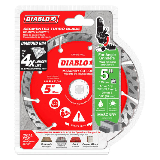 Diablo Diamond Disc 5" Diamond Segmented Turbo Cut Off - High-Speed Cutting - Durable - Auzzistore
