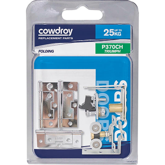Cowdroy Folding Door Track System - 2140mm H x 600mm W - Chrome - 2 Leaf Pack - Auzzistore