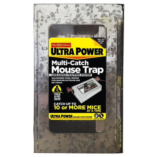 The Big Cheese Multi Catch Mouse Trap - 200mm x 400mm - Galvanised Steel - Self Setting - Auzzistore