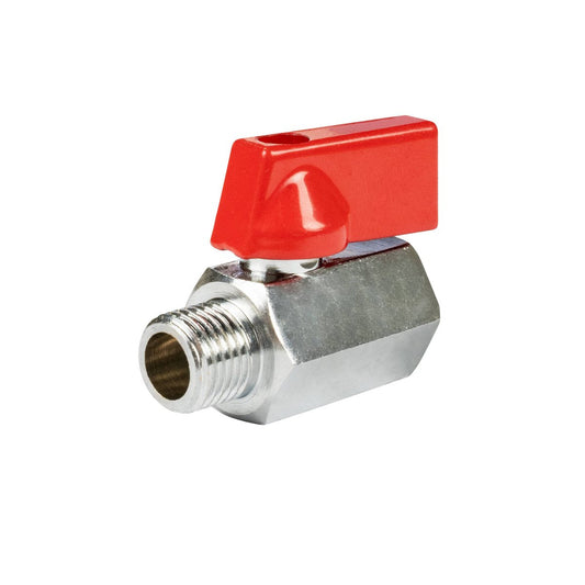 Jflex Mini Ball Valve 1/4" BSP Male & Female - Nickel-Plated Brass - High Pressure - Auzzistore