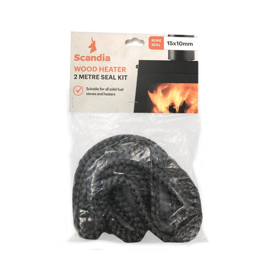 Scandia 15 x 10mm Fibreglass Rope Seal 2m For Solid Fuel Stoves