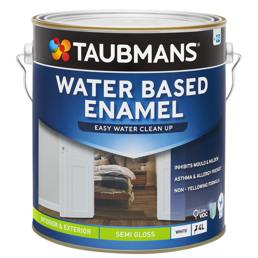 Taubmans 4L White Semi Gloss Water Based Enamel Paint - 4L - Low VOC - Mould Resistant - Auzzistore