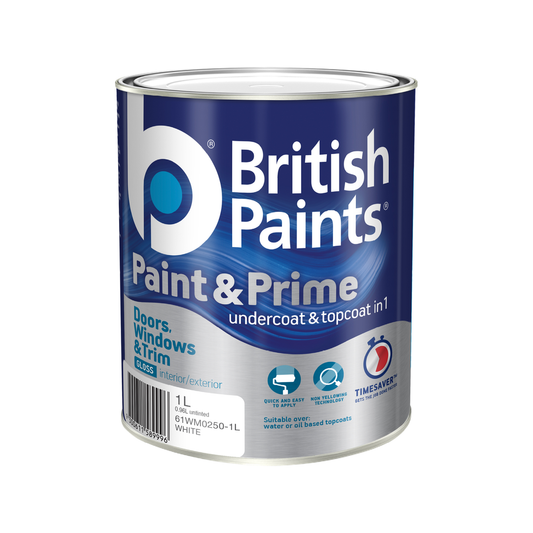 British Paints Paint & Prime - 1L - Gloss - Undercoat & Topcoat - Auzzistore