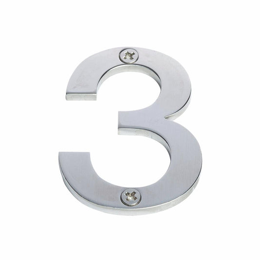 Sandleford Stainless Steel House Number 3 - 60mm - Brushed Finish