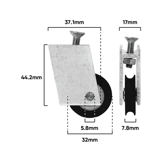 Rolltrak Adjustable Aluminium Carriage - 45mm x 54mm - Acetal Roller – view 2 - Auzzistore