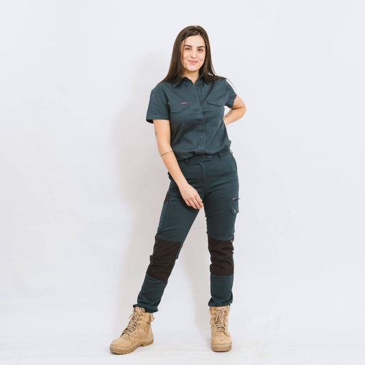 Green Hip Skinny Flex Pants - Gardener Green - Size 18 - UPF 50+ - Adjustable Length – view 2 - Auzzistore