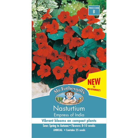 Mr Fothergill Nasturtium Empress Seeds - Compact Red Blooms - Easy Grow - Auzzistore
