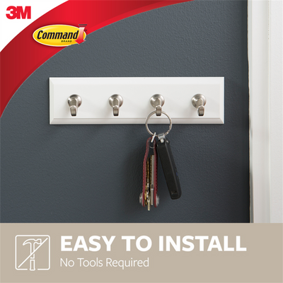 Command White Key Rail Rack 1 Pack - 204mm Plastic - Damage-Free Hanging