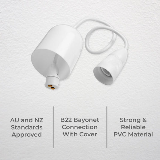 Deta White B22 Suspension Kit - 400mm Flexible Cord - Easy Install – view 2