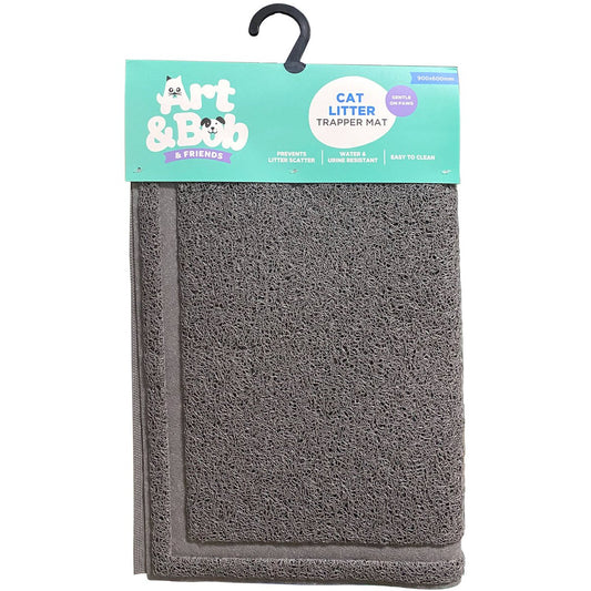 Art Bob Cat Litter Mat Trapper 600x900mm - Grey - Reduces Litter Tracking