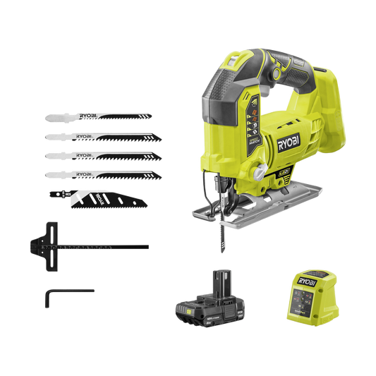 Ryobi 18V ONE+ Jigsaw Kit - 2Ah Battery & Charger - 108mm x 226mm x 388mm
