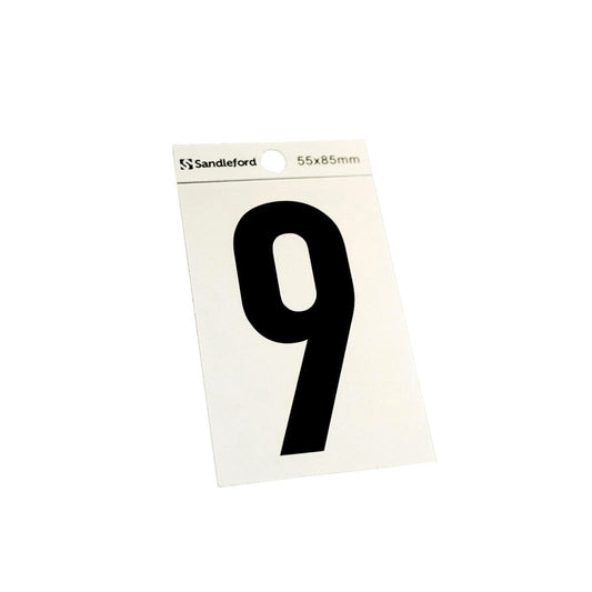 Sandleford Self Adhesive House Number 9 - Silver Black - 85mm - Auzzistore