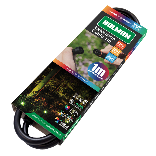 Holman RGB Colour Garden Light Extension Cable 1m - Waterproof - Black