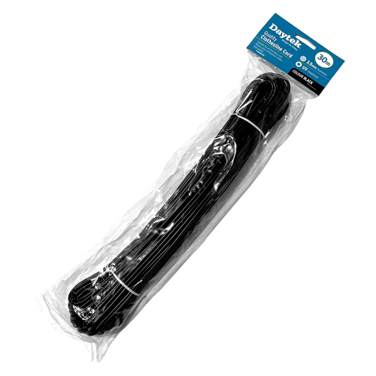 Daytek 30m Black Replacement Clothesline Cord - Durable Nylon Core - UV Stabilised