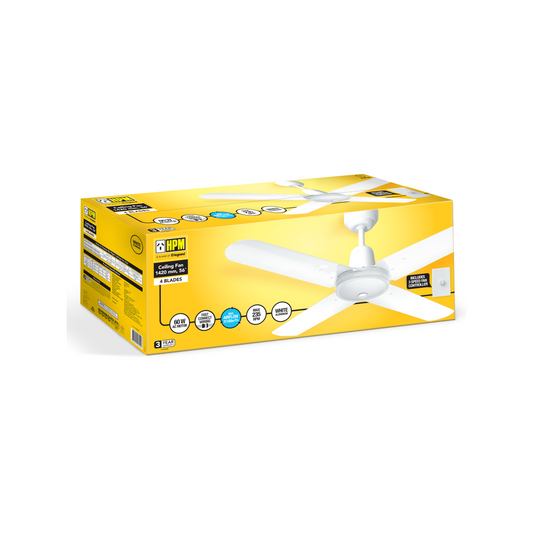 Hpm Ceiling Fan 1420mm White Aluminium 65W Energy Efficient – view 2
