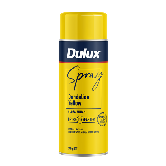 Dulux Spray Paint 340g Gloss Dandelion Yellow - Fast Drying - Self Priming - Auzzistore