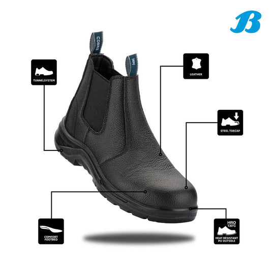 Bata Men’s Black Cobra Pull On Safety Boot UK Size 10 - Steel Toe - Slip Resistant – view 2