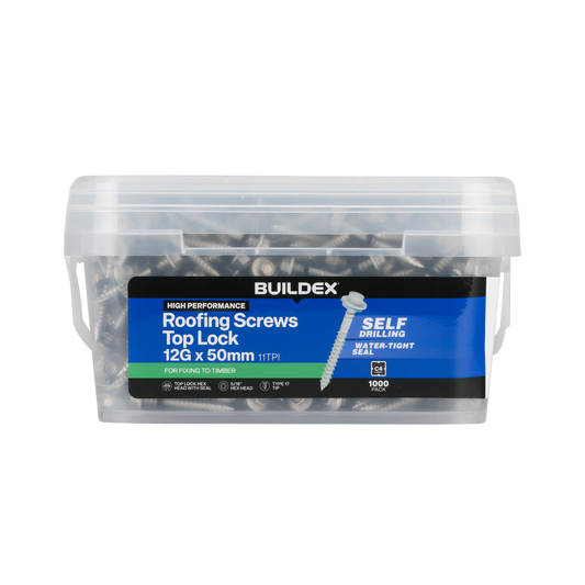 Buildex 12g x 50mm Class 4 Roofing Screws - 1000 Pack - Corrosion Resistant - Auzzistore