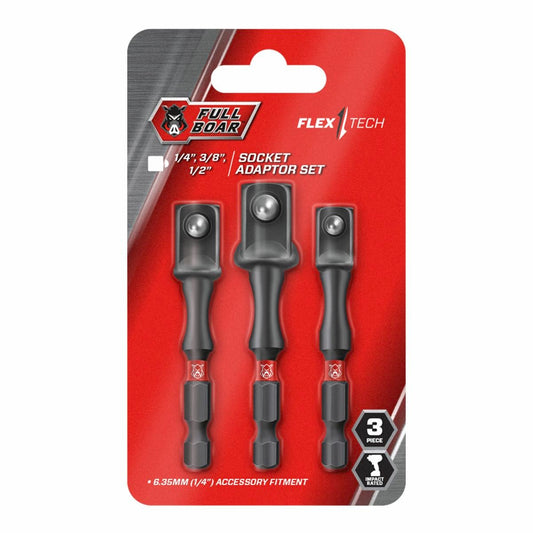 Full Boar Impact Socket Adaptor Set - 3 Piece - S2 Steel - High Torque - Auzzistore