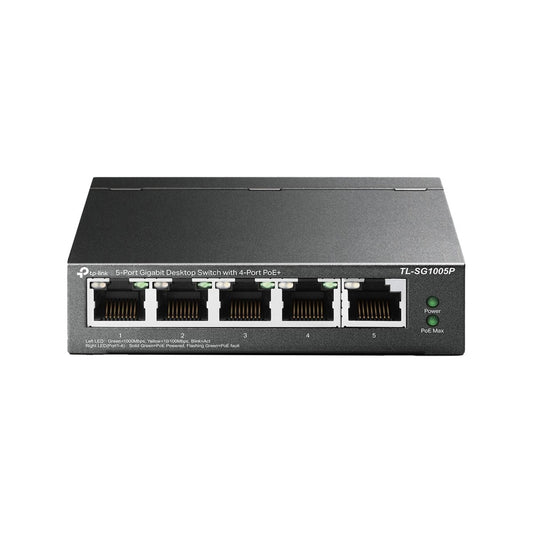 TP-Link 5 Port Gigabit Desktop Switch with 4 PoE Ports - 250m Range - Black