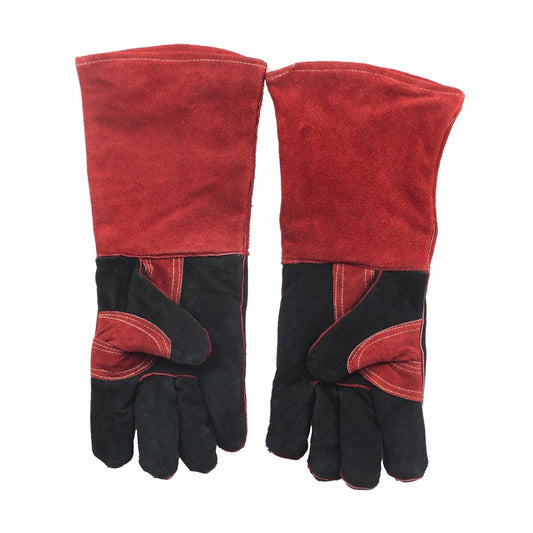 Full Boar 40cm Welding Glove - Split Cow Leather - Black/Red - Auzzistore