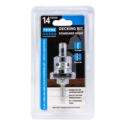 Titan 14g Decking Countersink Tool - 12-14G Two-in-One - Depth Adjustable - 110mm x 195mm x 35mm - Auzzistore