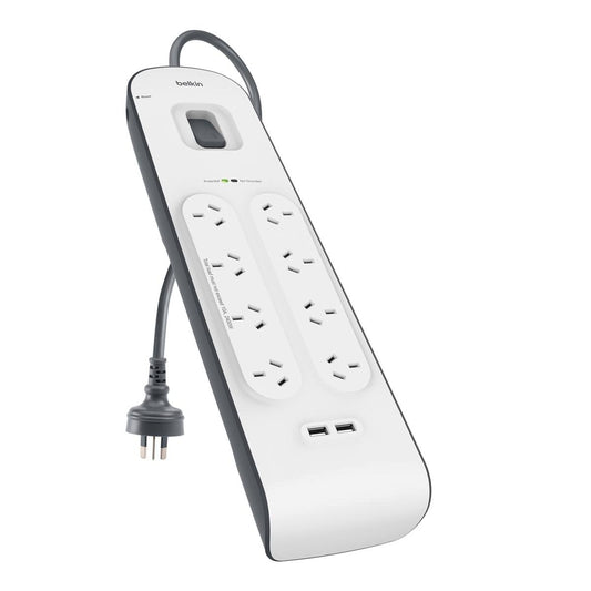 Belkin Surge Protector - 8 Outlet - Plastic - 900 Joules Protection
