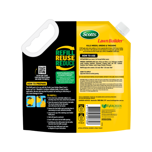 Scotts Lawn Builder Weed Feed Green Up Refill Pouch 2.5kg - 3-in-1 Treatment – view 2 - Auzzistore