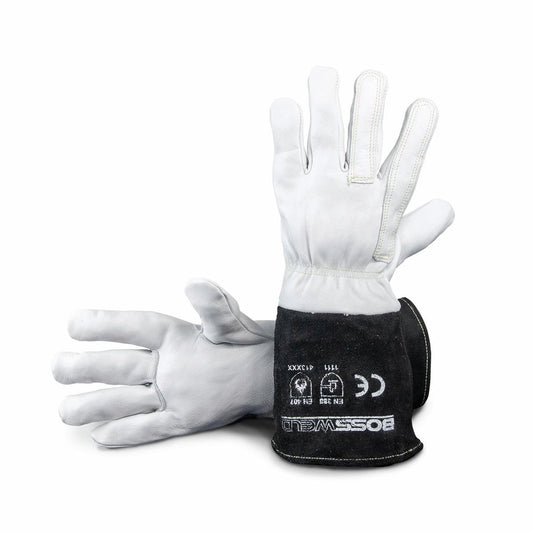 Bossweld Long Tig Welding Gloves - 34cm - Goat Leather - High Dexterity - Auzzistore