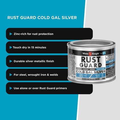 White Knight Rust Guard 100ml Cold Gal Silver Primer Paint - 0.1L - Silver - Rust Protection